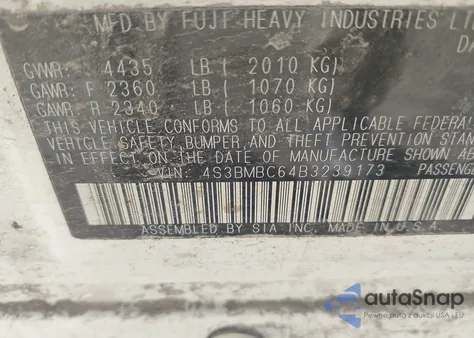 2011 Subaru Legacy 2.5I Premium из США, поврежденный, VIN 4S3BMBC64B3239173